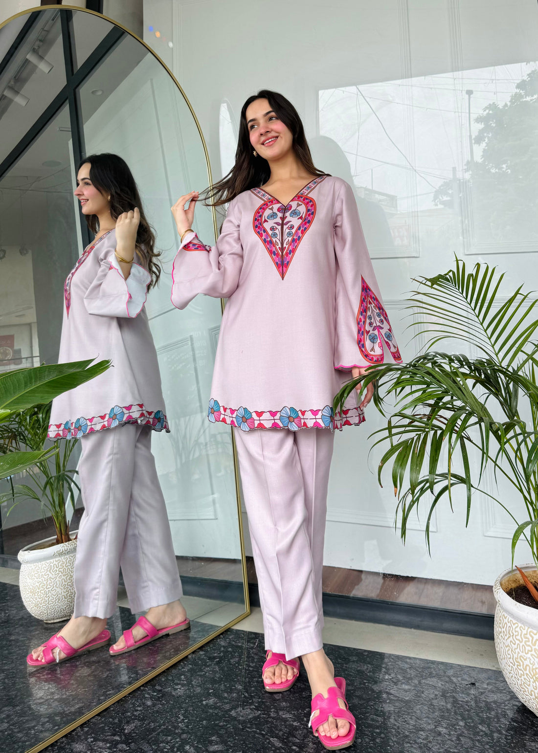 Womens Floral & Geometric Printed Rayon Co-ord set U23