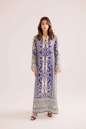 Luxury Ornamental Print Maxi Kaftan with Statement Border Design U49