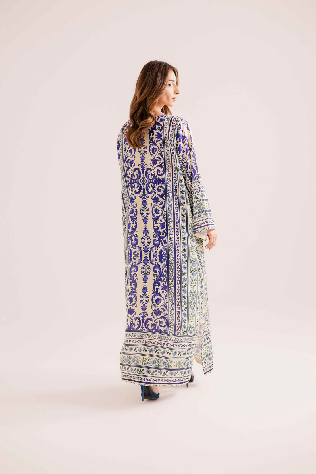 Luxury Ornamental Print Maxi Kaftan with Statement Border Design U49