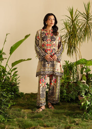 Women's Cream Floral Jaal Co-ord Set – Printed Two-Piece Outfit U17 ub