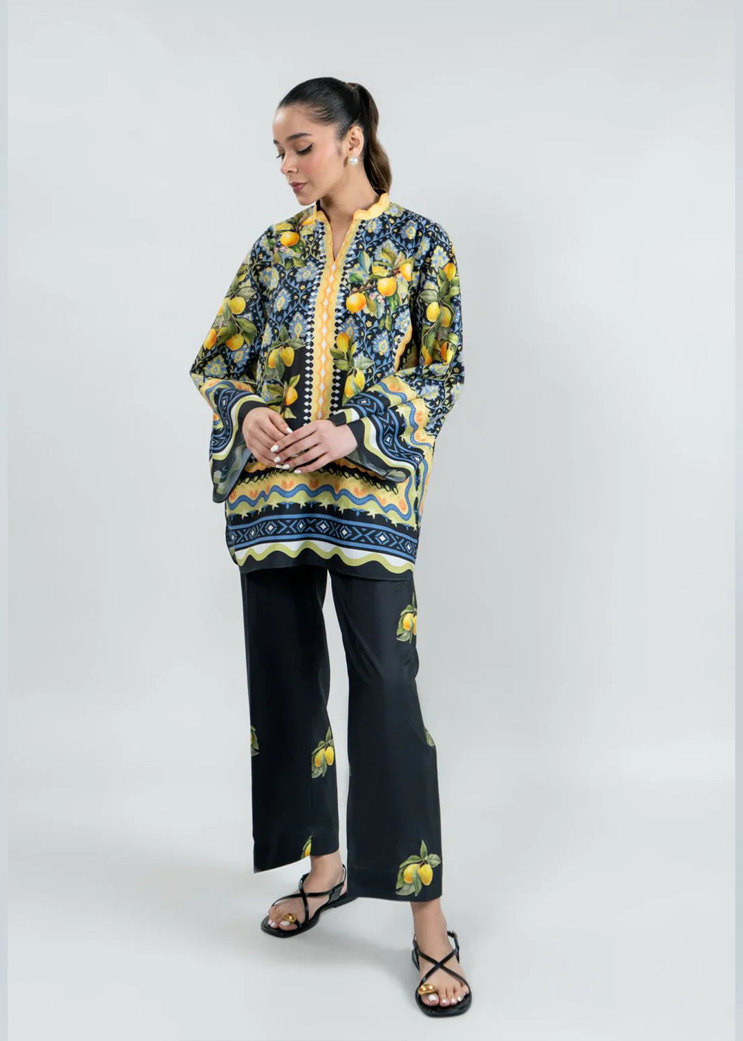 Citrus Bloom Lemon Print Co-ord Set U16