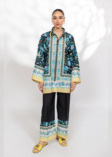 Bold Black & Yellow Floral Digital Printed Co-ord Set U15
