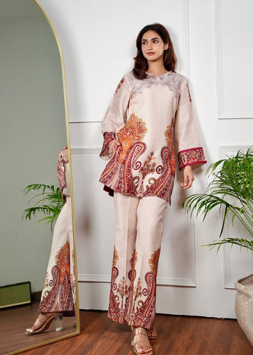 Elegant Rayon Printed Co-ord Set with Paisley Motifs D6290