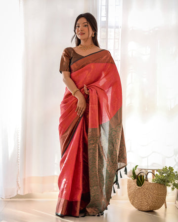 Elegant Woven Design Zari Pure Silk Kanjeevaram Saree D5037