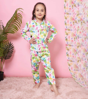 Floral Printed Girls Nightsuit Set D118