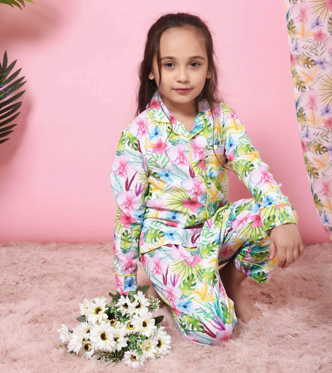 Floral Printed Girls Nightsuit Set D118