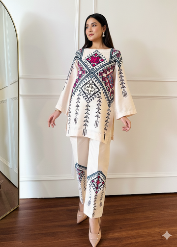 Geometric Tribal Printed Co-ord Set for Women U31 ub
