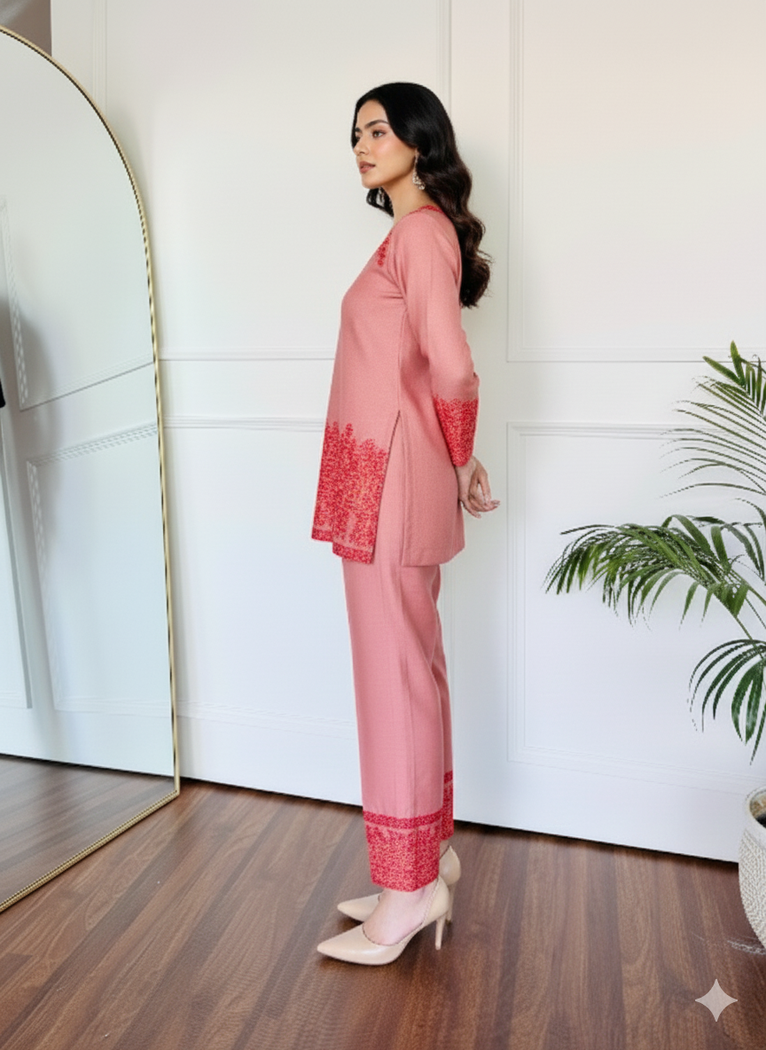 Designer Rosy Pink Printed Co-ord Set for Festive & Casual Wear – Comfortable Fit U33 ub