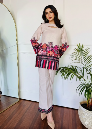 Fashionable Animal Printed Maharaja linen Co-ord Set for Women U35