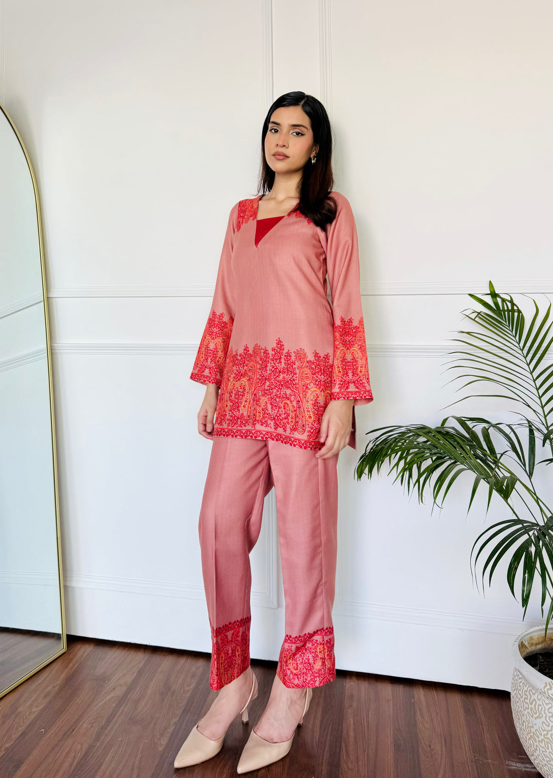 Designer Rosy Pink Printed Co-ord Set for Festive & Casual Wear – Comfortable Fit U-33