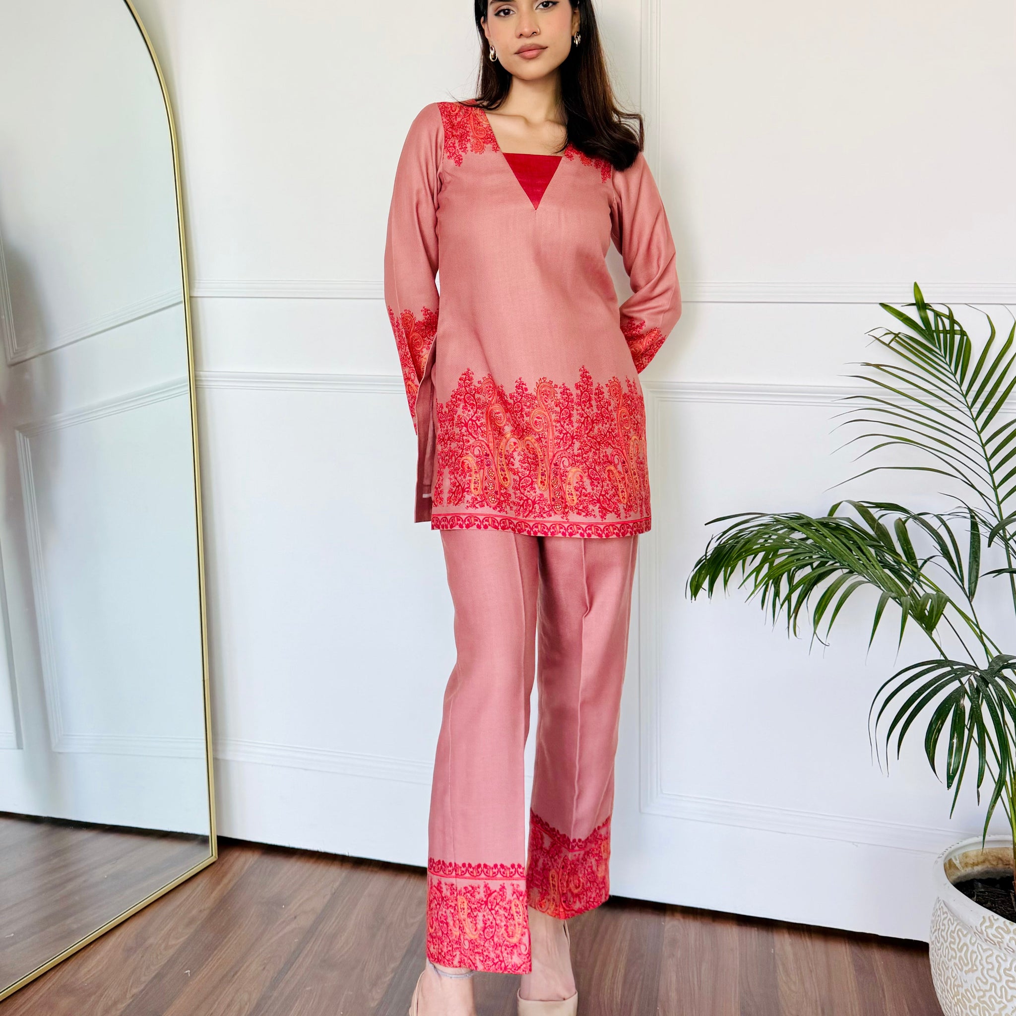 Designer Rosy Pink Printed Co-ord Set for Festive & Casual Wear – Comfortable Fit U-33
