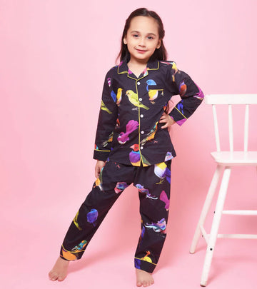 Jungle Birds Printed Girls Nightsuit Set D105