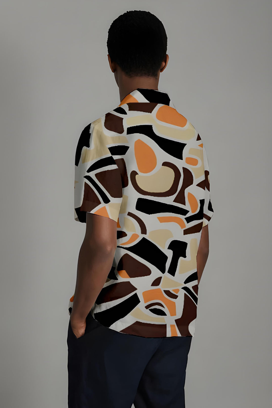 Brown Abstract Printed Shirt D7018