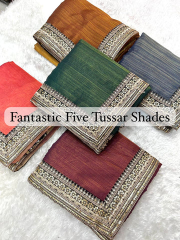 Tussar Silk with Classy Padding Shades (Jo dil ko chu Jae) Saree D5098