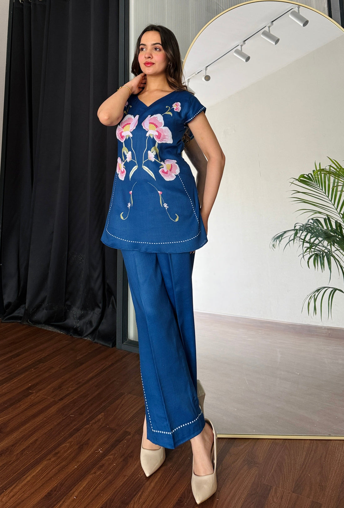 Blue Floral Printed Co-ord Set U11