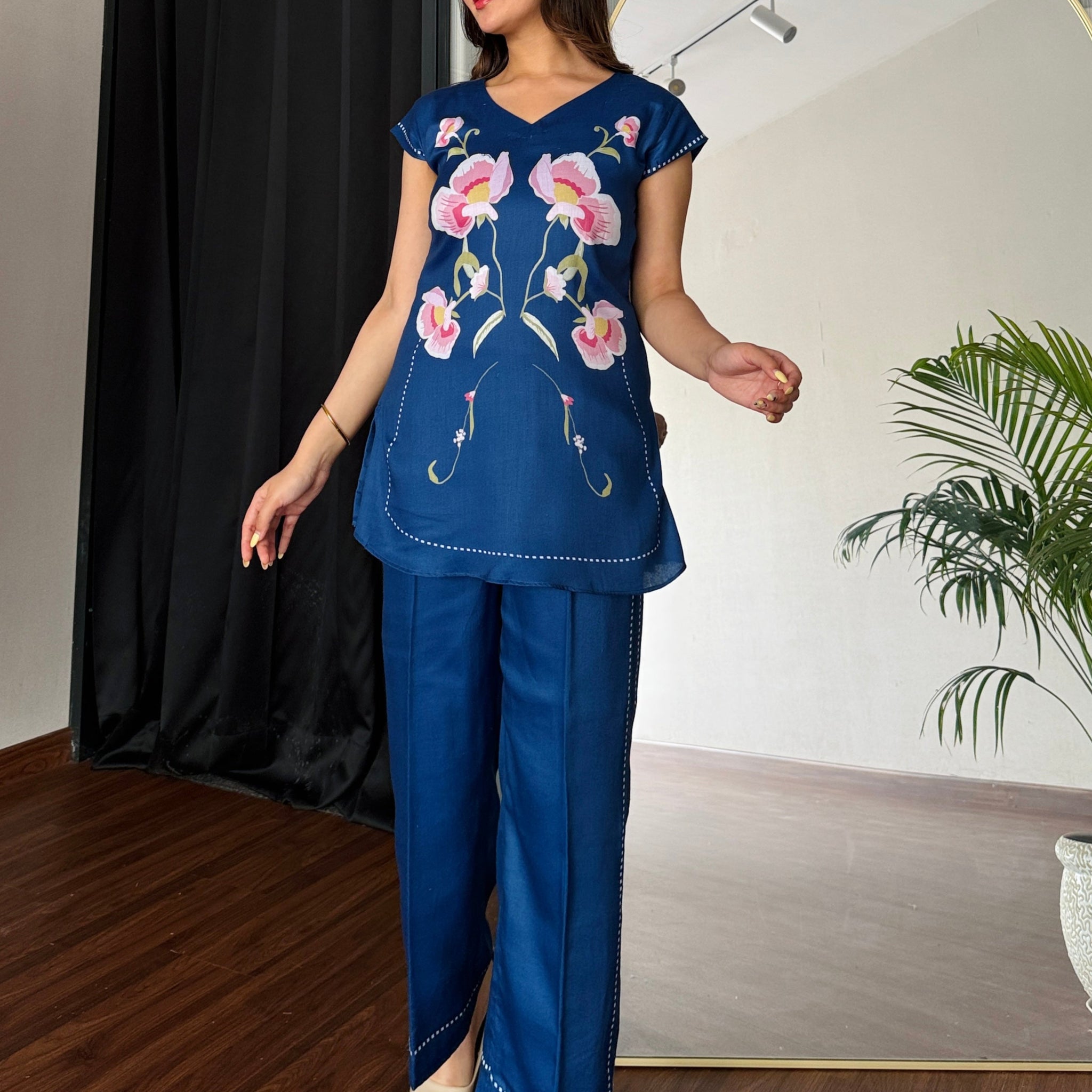 Blue Floral Printed Co-ord Set U11