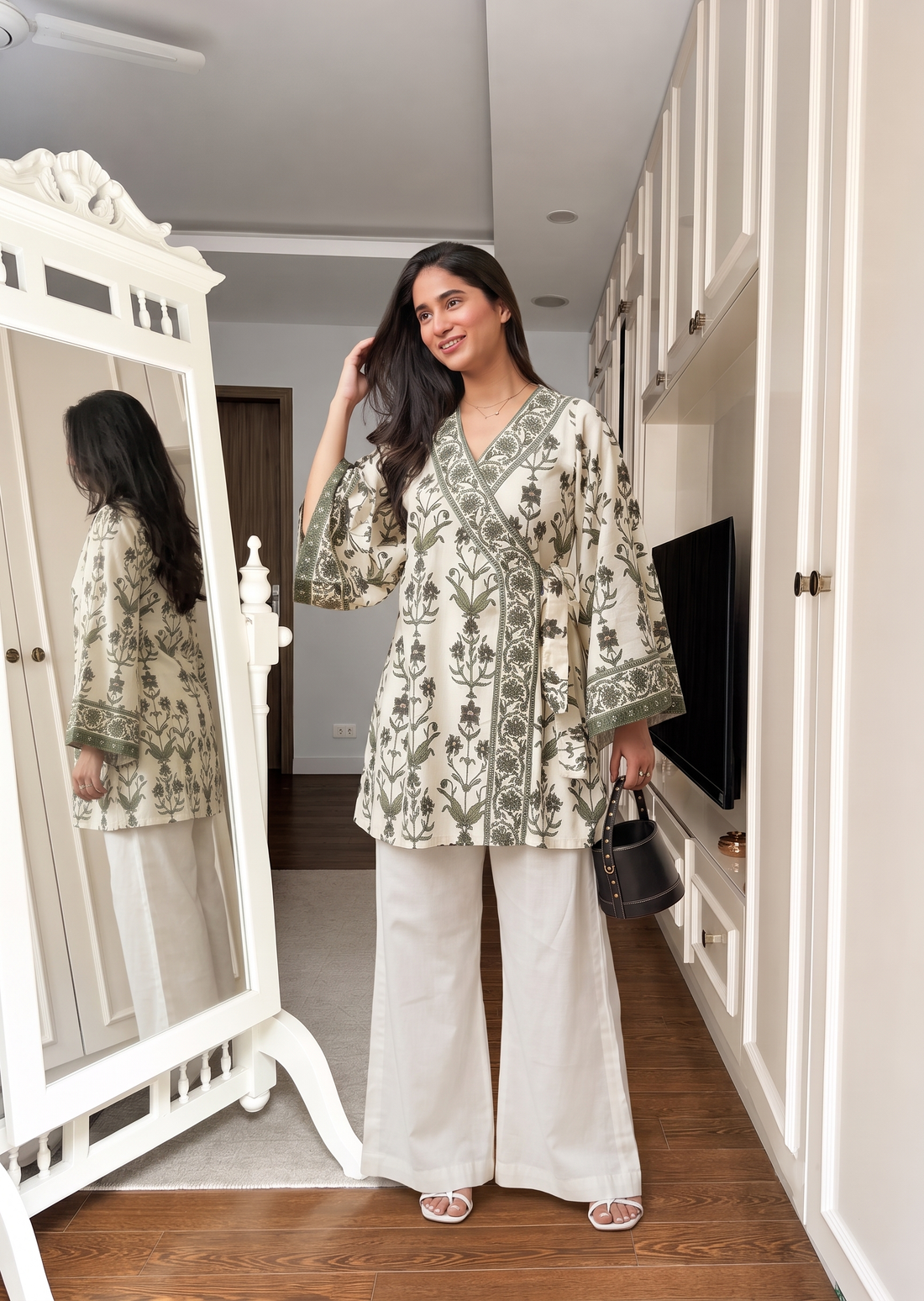 Botanical Grace Printed Rayon Co-Ord Set for Women U76