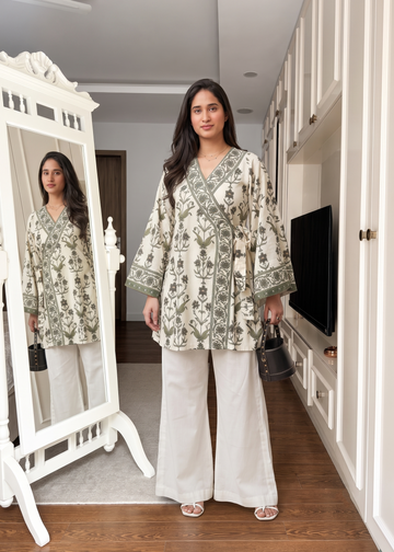 Botanical Grace Printed Rayon Co-Ord Set for Women U76