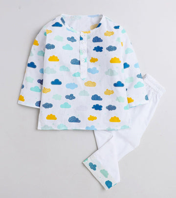 Cloud Print Pyjama Kurta Set D128