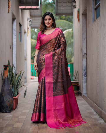 Copper Zari Kanjivaram Silk Saree D5047