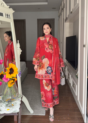 Crimson Garden Georgette Suit Set for Women U72