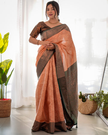 Elegant Woven Design Zari Pure Silk Kanjeevaram Saree D5036