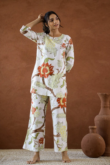 Flower Forest Printed Muslin Co-ord Set D6012