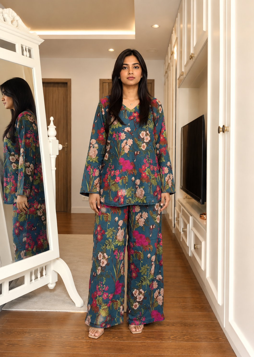 Garden Muse Women's Floral Rayon Co-Ord Set U79