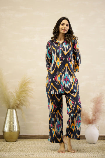 ikat Printed Muslin Co-ord Set D6009