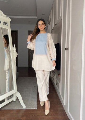 Modern Grace Linen Co-ord Set | Minimal Printed Summer Outfit for Women U63