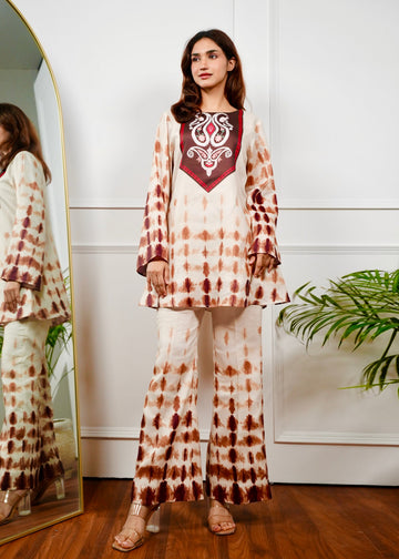 Modern Ivory Printed Rayon Co-ord Set for Women U47