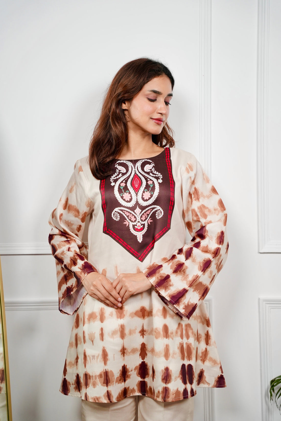 Modern Ivory Printed Rayon Co-ord Set for Women U47