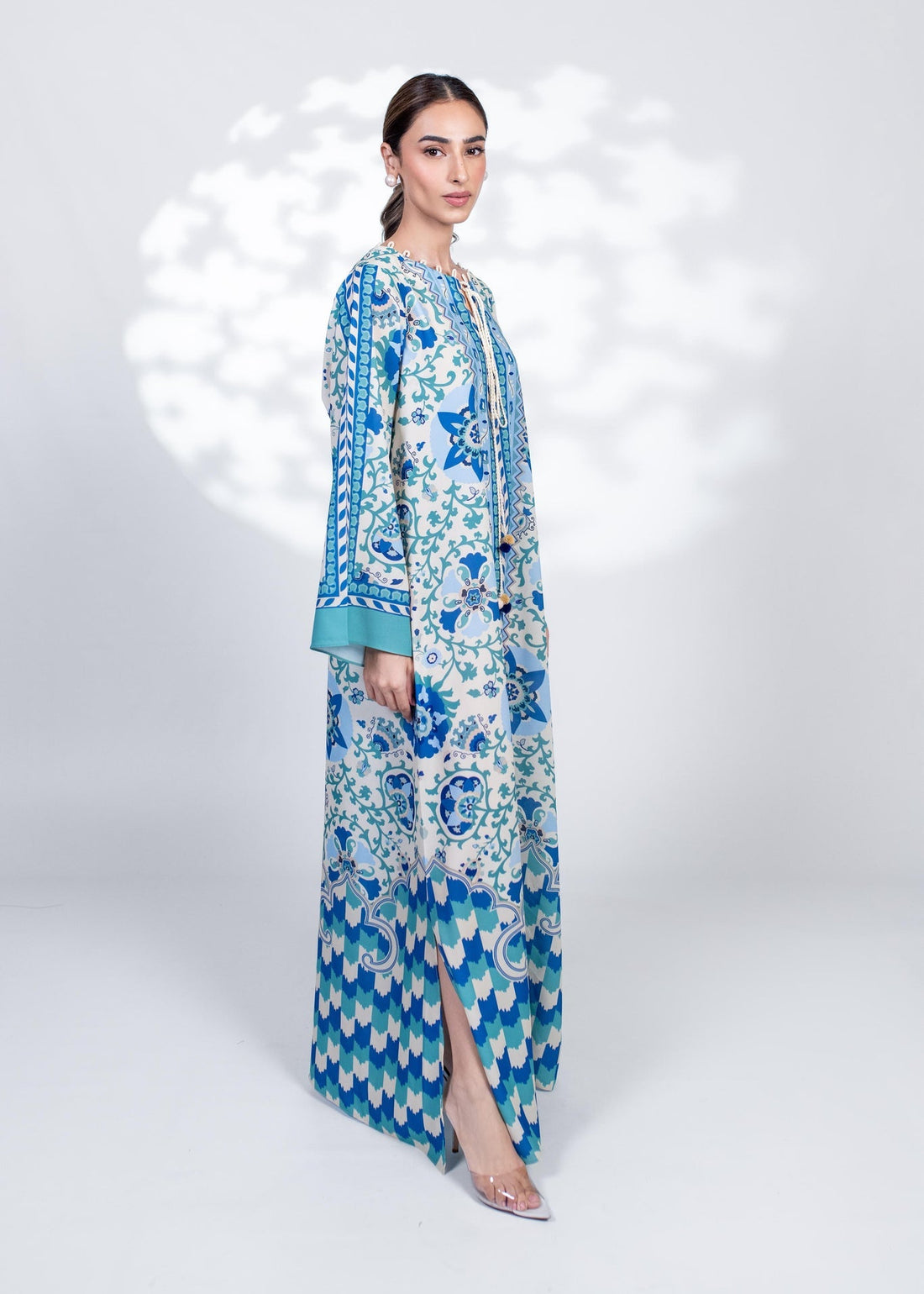 Ocean Blue Printed Kaftan | Light Feel Comfort Dress U43