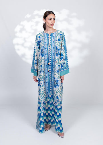 Ocean Blue Printed Kaftan | Light Feel Comfort Dress U43