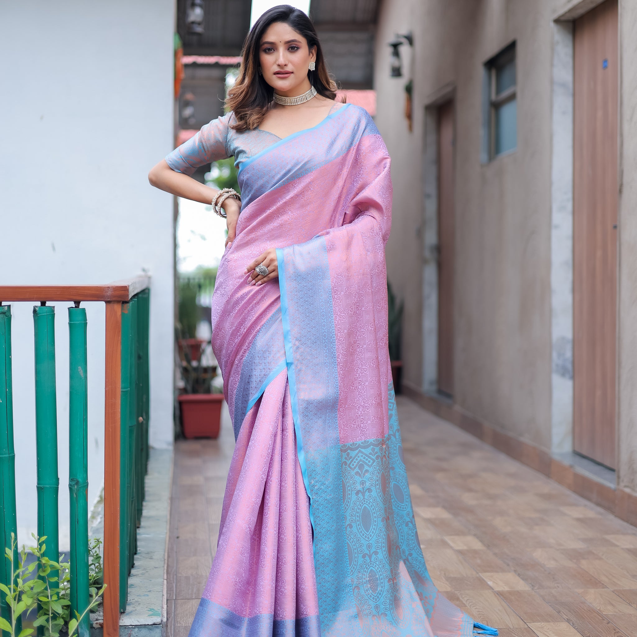 Pink Kanjivaram Party wear Saree D5043