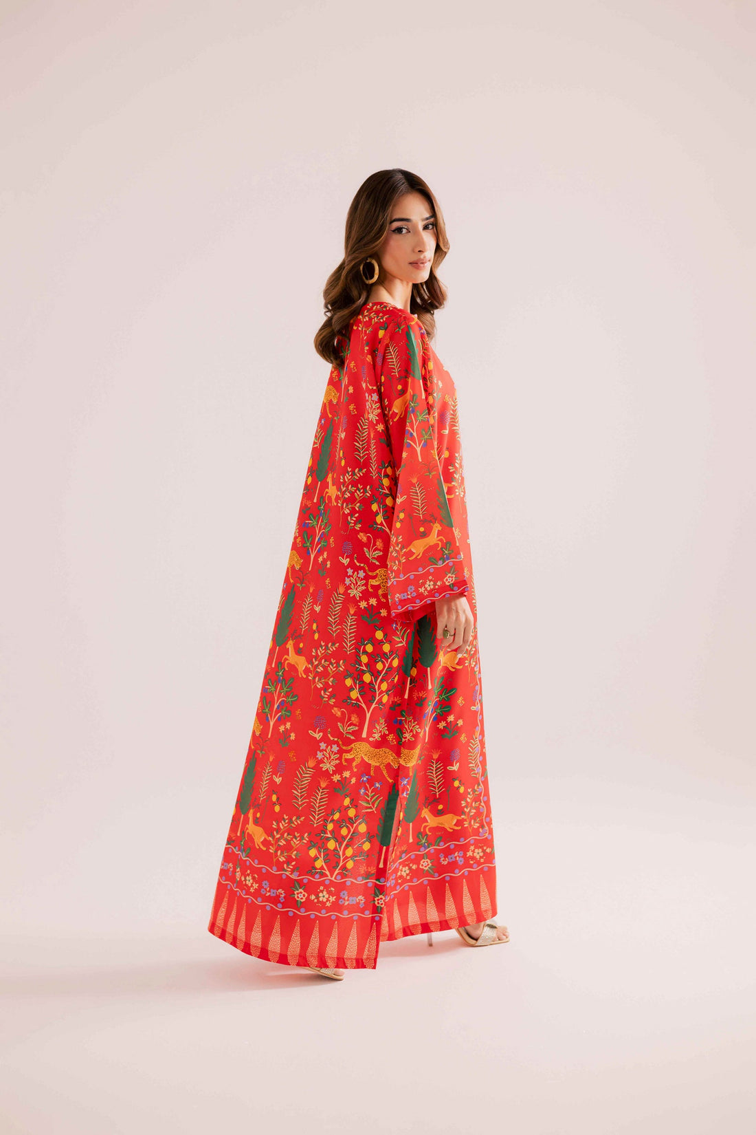 Red Floral Printed Kaftan – Elevated Everyday Elegance U54