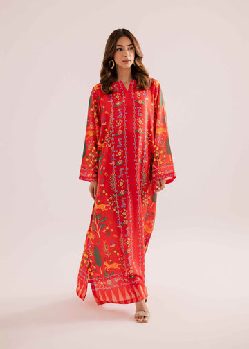 Red Floral Printed Kaftan – Elevated Everyday Elegance U54