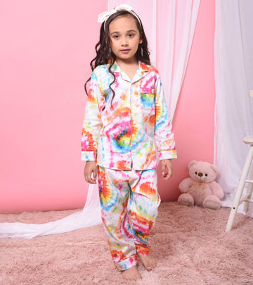 Stylish Bandhani Printed Girls Nightsuit Set D113