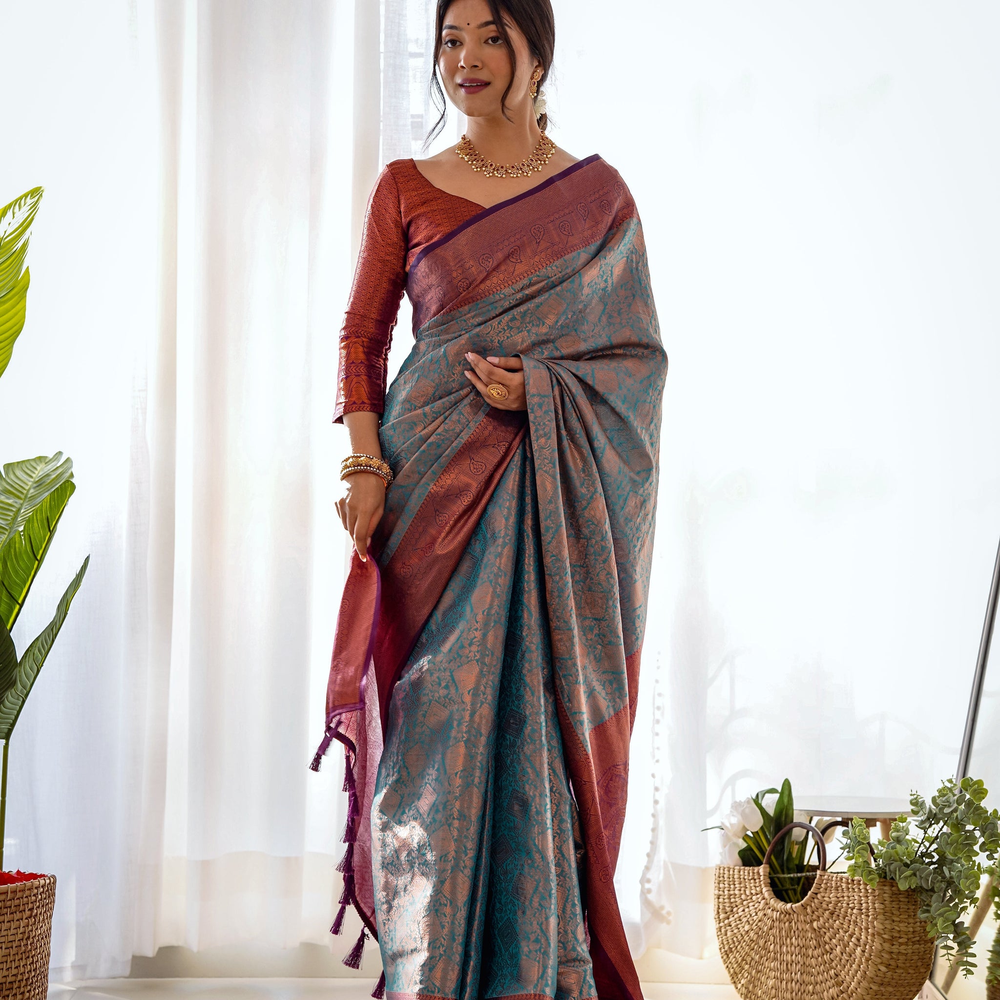 Traditional kanjivaram silk Party wear Saree D5035