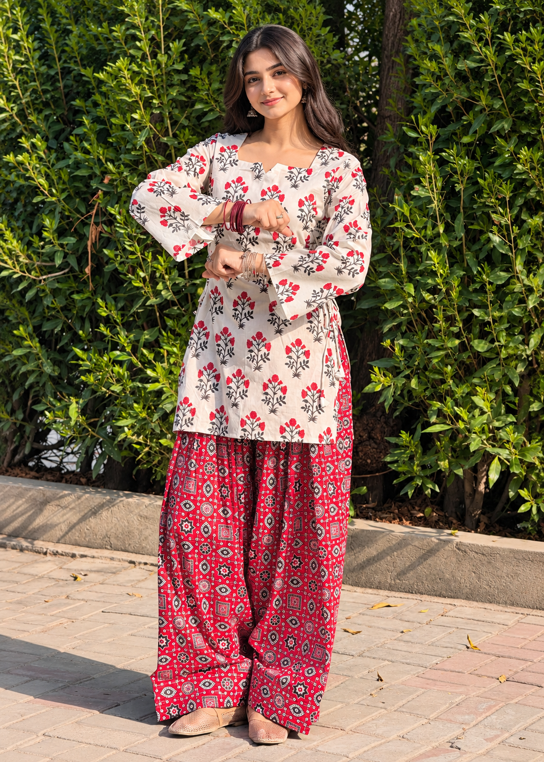 Women’s Rayon Floral Printed Co-Ord Set with Flared Top & Palazzo Pants U82