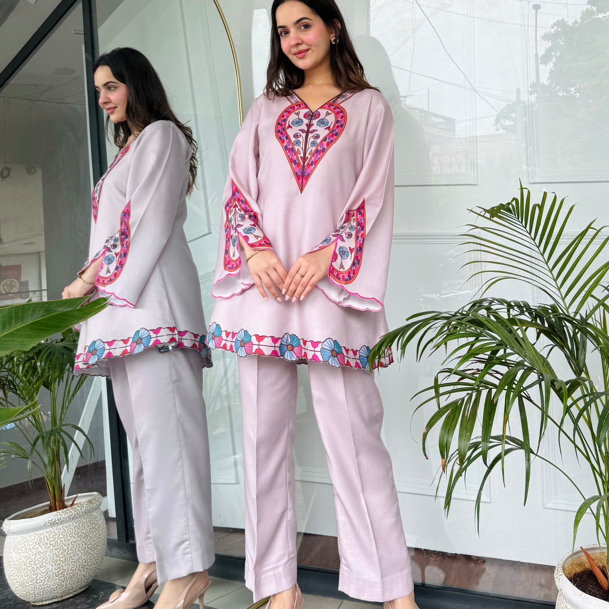 Womens Floral & Geometric Printed Rayon Co-ord set U23