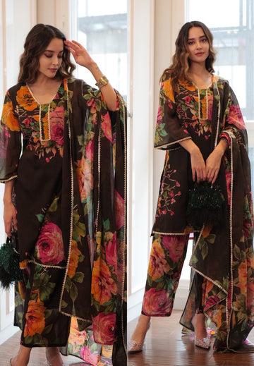 Womens Floral Print Georgette Suit Set D6001